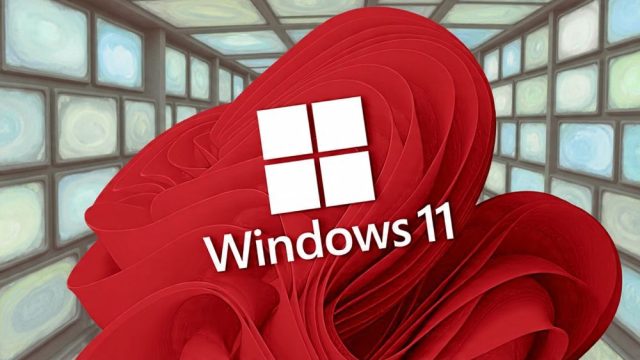 windows 11 - white logo and red bg