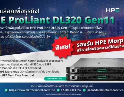 ฉลาดเลือกเพื่อธุรกิจ! HPE ProLiant DL320 Gen11 – Smart Choice Model คุ้มค่ากว่าที่เคย